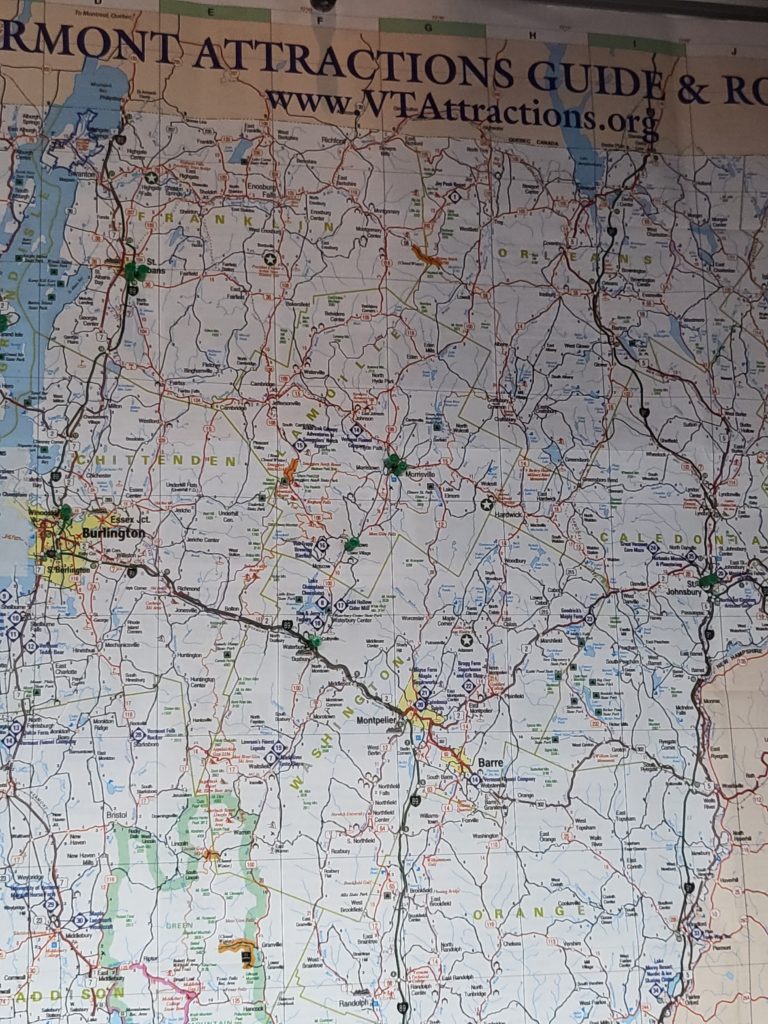 Vermont Map with granola stores